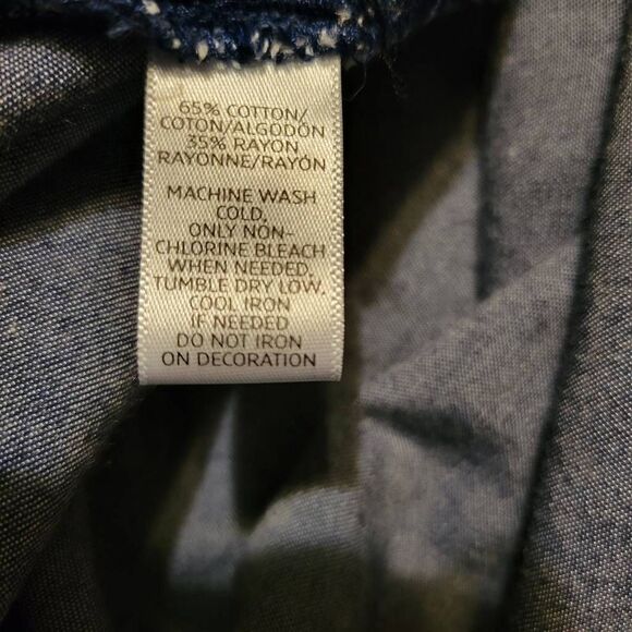 LOFT Women's Denim Jeweled Blouse Size Small - Picture 5 of 5